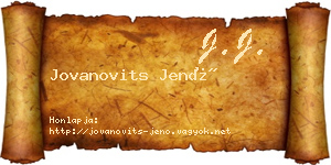 Jovanovits Jenő névjegykártya
